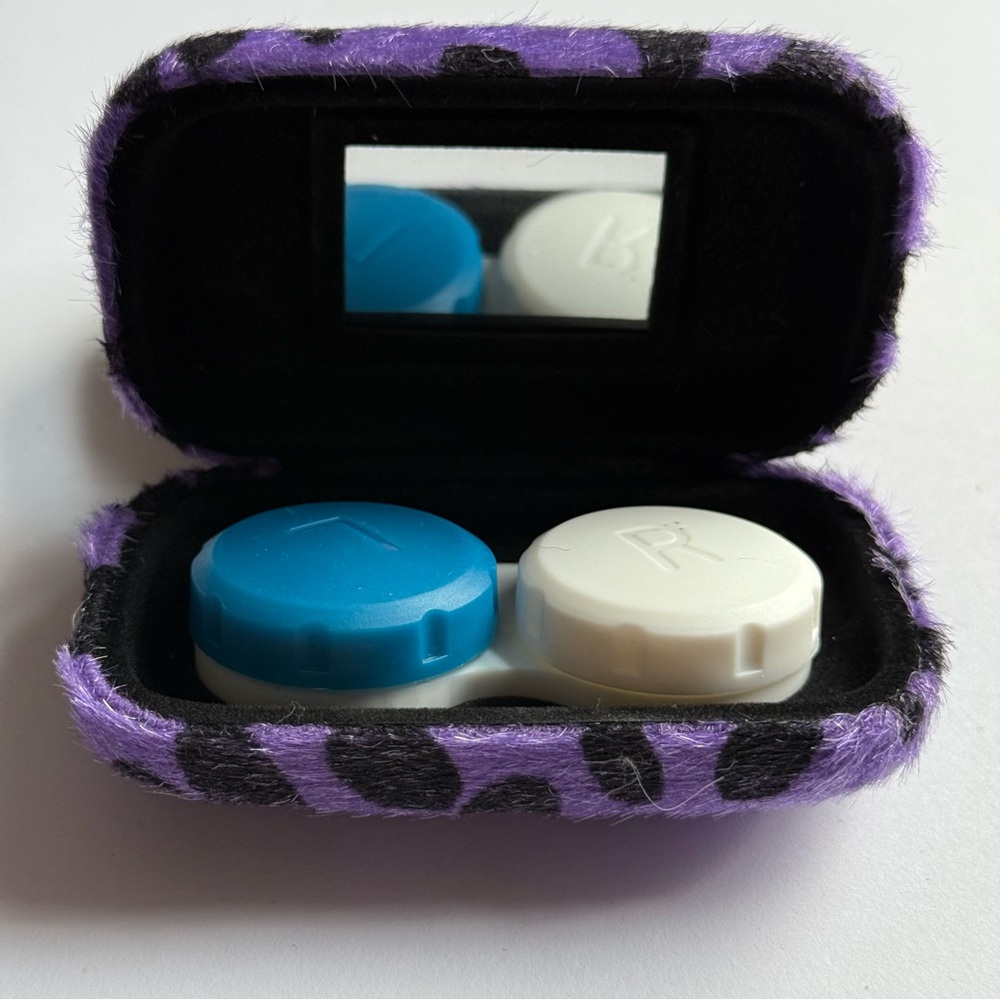 Purple & Black Cheetah Contact Lens Hard Case